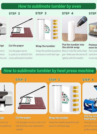 Joyclub 8 Pack Sublimation Tumblers Glow in the Dark 20 oz Bulk Blank Tumblers Skinny Straight Flat Bottom Cups White with Lid and Straw