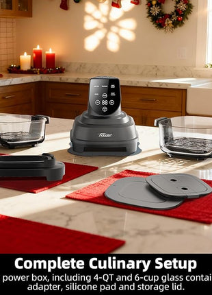 5-in-1 Portable Glass Air Fryer - 4QT & 6-Cup Non-Toxic Glass Containers with Lids, Silicone Mat, 1500W Small Air Fryer, 90% Less Oil, Dishwasher/Freezer Safe for Single Servings, Family Meals