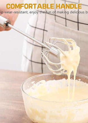 NileHome Stainless Steel Whisk Set 8" 10" Hand Blender + 12" Semi-Automatic Rotary Kitchen Whisk Kitchen Wisk Wire Whisks for Cooking, Whisking, Blending, Beating, Stirring- 3 Pack...