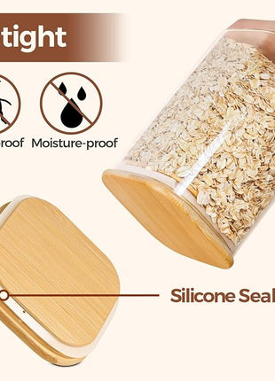 ComSaf 0.7 Qt Glass Food Storage Jars Set of 9, Clear Glass Storage Containers with Lids, Pantry Organization Jar, Spice, Blooming Tea, Oat, Coffee and Sugar Container, Small Canister Set for Kitchen