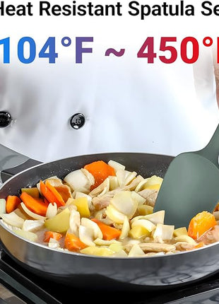 Silicone Spatula Set of 6, Rubber Spatulas Silicone Food Grade, Kitchen Utensils Set Heat Resistant Nonstick Easy to Clean Dishwasher Safe for Baking,Cooking,Mixing (Green)