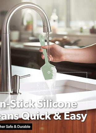 DI ORO Silicone Spatula - 600°F Heat-Resistant Rubber Kitchen Spatula for Baking, Scraping, & Mixing - BPA Free Nonstick Cookware Safe Flexible Utensil for Cooking - Seamless & Dishwasher Safe (Sage)