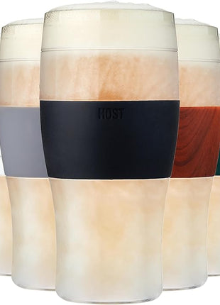 Host FREEZE Beer Glasses, Frozen Beer Mugs, Freezable Pint Glass Set, Insulated Pint Glass to Keep Your Drinks Cold, Double Walled Insulated Glasses, Tumbler for Iced Coffee, 16oz, Set of 2, Black