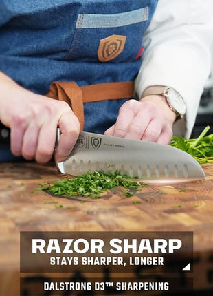 Dalstrong Santoku Knife - 7 inch - Gladiator Series ELITE - High Carbon German Steel - Sheath Included - Razor Sharp Kitchen Knife - Asian Vegetable Knife - NSF Certified