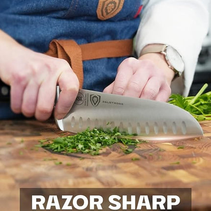Dalstrong Santoku Knife - 7 inch - Gladiator Series ELITE - High Carbon German Steel - Sheath Included - Razor Sharp Kitchen Knife - Asian Vegetable Knife - NSF Certified