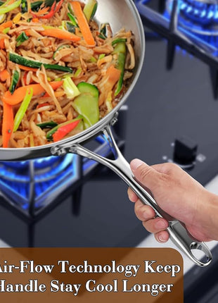 Cooks Standard Frying Pan Stainless Steel, 8-Inch Multi-Ply Clad wok Stir Fry Pan Kitchen Skillet, Silver