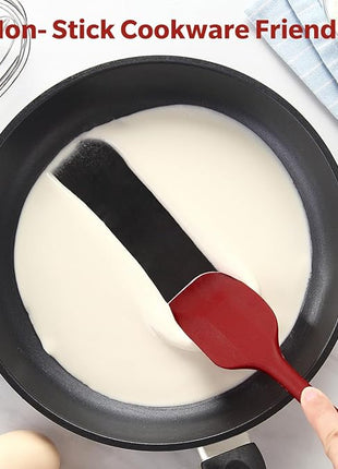 Wanbasion 5 Piece Premium Silicone Spatula Set Heat Resistant, Kitchen Spatula Set Dishwasher Safe for Nonstick Cookware Cooking Mixing Deep Red