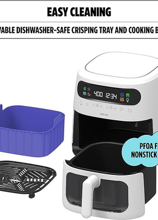 CRUX x Marshmello 8.0 QT Digital Air Fryer with TurboCrisp Technology, Touch Screen Temperature Control, Timer and Auto Shut-off, Fully Programmable, White