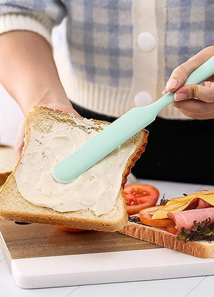 4 Pcs Silicone Jar Spatula Set - Long Handle Sourdough Scraper, Skinny Spatula for Jars, Bottles, and Containers, Non-Stick Heat Resistant Cake Cream Spatulas
