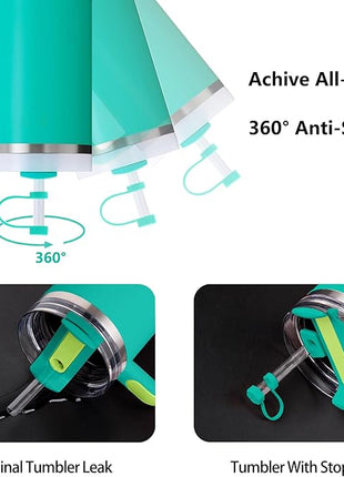 Silicone Spill Stopper Set Compatible with Stanley Cup 2.0 30oz & 40oz with Straw Cover (Set of 2, Tropical Teal)