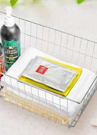 Freezer Wire Storage Baskets,Farmhouse Organizer Storage Bins Large Organizer Bins for Laundry Room, Closets, Garage, Office, Bathroom, Pantry Organization Storage Bins -Set of 2 (Chrome)