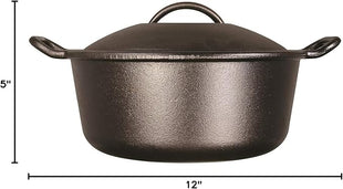 Lodge BOLD Exclusive 7 Quart Premium Pre-Seasoned Cast Iron Dutch Oven with Lid - Dual Handles - Use in the Oven, on the Stove, on the Grill or over the Campfire - Black