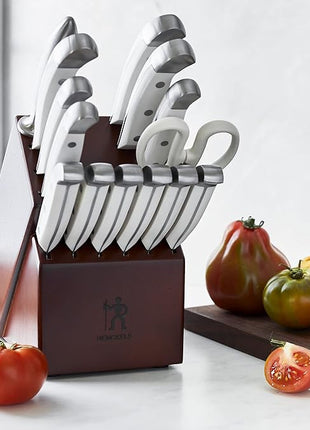 HENCKELS Statement Razor-Sharp 15-Piece White Handle Knife Set with Block, German Engineered Knife Informed by over 100 Years of Mastery