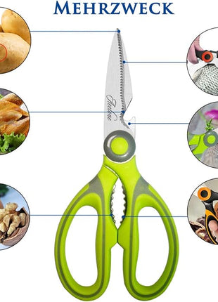 Kitchen Shears, Acelone Premium Heavy Duty Shears Ultra Sharp Stainless Steel Multi-function Kitchen Scissors for Chicken/Poultry/Fish/Meat/Vegetables/Herbs/BBQ… (Light Green)