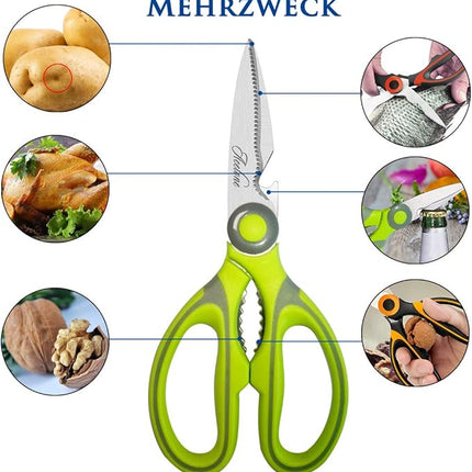 Kitchen Shears, Acelone Premium Heavy Duty Shears Ultra Sharp Stainless Steel Multi-function Kitchen Scissors for Chicken/Poultry/Fish/Meat/Vegetables/Herbs/BBQ… (Light Green)