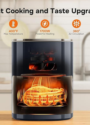 Simple Deluxe 12-in-1 Air Fryer 6.34 Qt, Digital Preset Airfryer with Visible Window, Nonstick and Dishwasher-Safe Basket, Air Fry, Roast, Bake, Dehydrate, Fries, 1700W, Gary