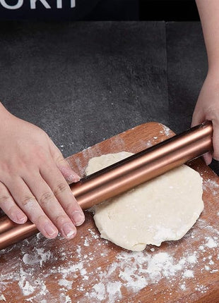 Berglander Rose Gold Rolling Pin, 16.7 Inches Stainless Steel Matte Finish With Rose Gold Titanium Plating Copper Rolling Pin For Baking, Pizza, Dough, Pie, Cookie, Gift Ideas For Bakers.