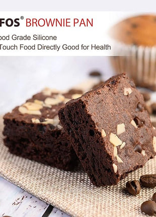 Walfos Mini Silicone Brownie Pan - 2 Piece 6-Cavity Non-stick Square Baking Pan, Perfect for Mini Brownies, Cornbread, Muffin and Cakes, BPA Free and Dishwasher Safe