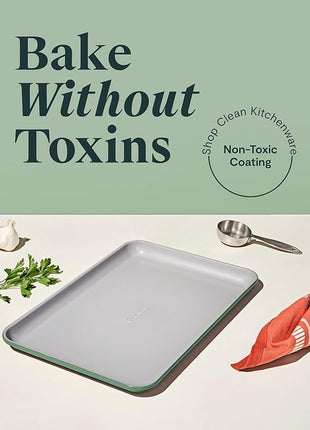 Caraway Non-Stick Ceramic Baking Sheet - Naturally Slick Ceramic Coating - Non-Toxic, PTFE & PFOA Free - Perfect for Baking, Roasting, and More - Medium (15" x 10") - Sage