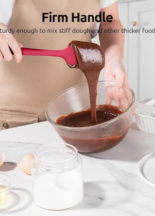 U-Taste Silicone Baking Spatula Set: 600ºF High Heat Resistant, Food Grade Flexible Rubber Kitchen Cooking Mixing Scraper, Food Grade Seamless Utensil for Nonstick Cookware Set of 3 (Colorful)