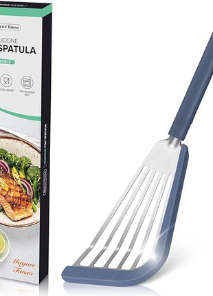 Nonstick Fish Spatula,Maywe Tanso Thin Slotted Spatulas Turner Silicone Fish Spatulas for Nonstick Cookware,High Heat Resistant BPA Free Cooking Utensils,Ideal for Fish,Eggs,Pancakes