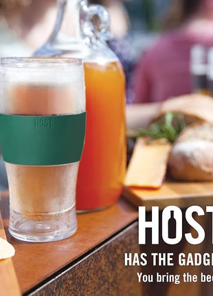 Host Freeze, Frozen Mugs, Freezable Pint Set, Beer Keep Your Drinks Cold, Double Walled Insulated Glasses, Tumbler for Iced Coffee, 16oz, Set of 2, Green