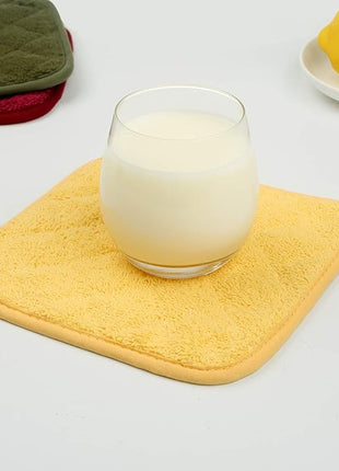 100% Cotton Kitchen Everyday Basic Terry Pot Holder Heat Resistant Coaster Potholder for Cooking and Baking Set of 5 Yellow
