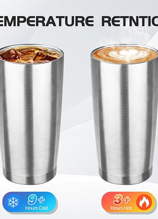 StarSpeed 20oz Tumbler Bulk with Lid, Stainless Steel Insulated Tumblers Double Wall Vacuum Insulated Travel Mug, Powder Coated Coffee Cups for Hot and Cold Drinks(Silver,1)