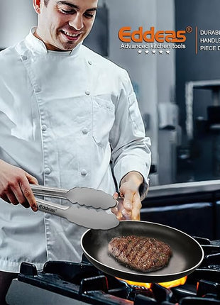 Kitchen Tongs - 12 inch Heavy Duty Food Tongs, Ergonomic Grip,Superior Stainless Steel and Non-Slip Heat Resistant handle - Perfect for Cooking, Salad, Grilling, Barbecue,Dishwasher safe