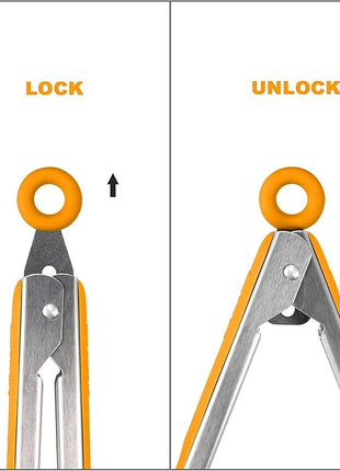 Premium 304 Stainless Steel Barbecue Turners, Heavy Duty Non-Stick BBQ Cooking Kitchen Tongs, 9" and 12" Orange