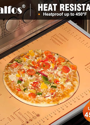 Walfos French Rolling Pin Set - Natural Wooden Rolling Pins (8inch, 15.7inch) With Non-stick Silicone Fiber Pastry Mat, Baking Dough Roller for Pizza, Pie, Pasta, Bread, Pastry