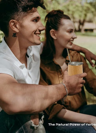 BALIBETOV 5 pcs large Yerba Mate Cup and Bombilla Kit, Includes one 12 oz Yerba Mate Gourd with Lid, Two Bombillas Mate Straw and one cleaning brush | Stainless steel | Double Walled