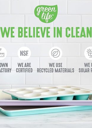 GreenLife Bakeware 18” x 13” Half Cookie Sheet Baking Pan, Non-Toxic PFAS-Free Healthy Ceramic Nonstick, Oven Safe to 450°F, Easy Release, Even Heating, Easy Clean, Gray