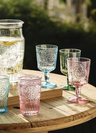 Bormioli Rocco Romantic (Set Of 6) Stemware Glasses, 10.75 Oz. Clear Crystal Glass, Made In Italy.