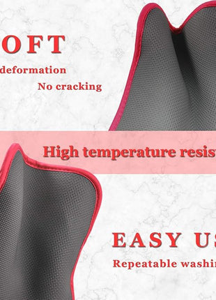 Cotton and Neoprene Oven Pads Pot Holders with Pocket 8"x8.5" Dual-Function Hot Pad Set for Finger Hand Wrist Protection Heat Resistant to 428°F Red