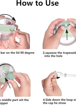 Silicone Spill Stopper Set Compatible with Stanley Cup 2.0 30oz & 40oz with Straw Cover (Set of 2, Eucalyptus)