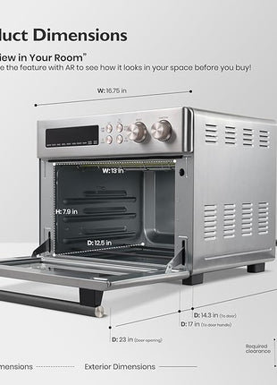 VAL CUCINA Infrared Heating Air Fryer Toaster Oven, Extra Large Countertop Convection Oven 10-in-1 Combo, 6-Slice Toast, Enamel Baking Pan Easy Clean with Recipe Book, Brushed Stainless Steel Finish