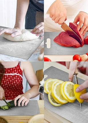 Titanium Cutting Board - 2025 New Upgrade 100% Pure Titanium Cutting Boards for Kitchen Double Sided Titanware Cutting Board,Hygiene Durable Dishwasher Safe Chopping Board,1PC (12"L x 9"W)