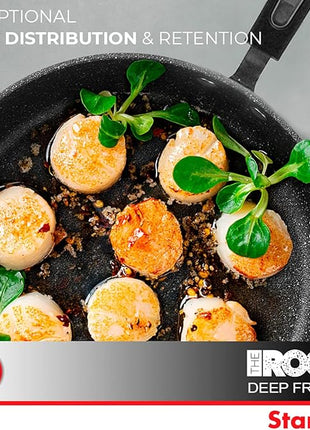 Starfrit The Rock Classic 11" (28cm) Non-Stick Deep Fry Pan with Helper Handle - Durable Forged Aluminum - Oven Safe - PFOA Free - Easy to Clean