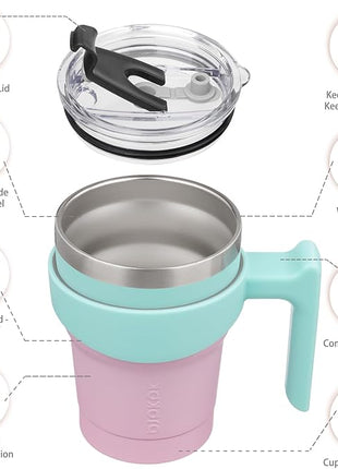 BJPKPK 10 oz Tumbler With Handle Stainless Steel Insulated Tumblers With Lid And Straw For Women,Bubble Gum