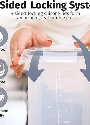 Shazo 2 Pack (6.3L / 213OZ) EXTRA Large Airtight Food Storage Cereal Containers for Bulk Food Storage BPA-Free Plastic Container, Pantry Organization and Canister for Rice, Pasta, Sugar & Flour