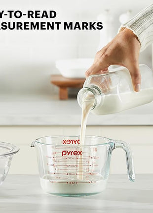 Pyrex Essentials (3-Pack) Glass Measuring Cups Set, (1, 2 & 4 Cup) Measuring Cups For Prepping, Baking and Cooking, Preheated Oven, Dishwasher, Freezer, and Microwave Safe