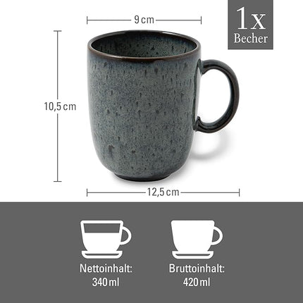 Villeroy & Boch – Lave Gris Mug with Handle, 13.5 oz, Stoneware, Dishwasher and Microwave Safe, Grey