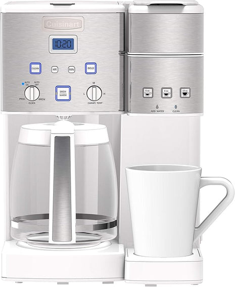 Cuisinart SS-15W Maker Coffee Center 12-Cup Coffeemaker and Single-Serve Brewer, White Stainless Steel