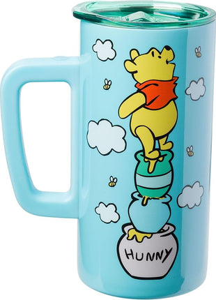 Silver Buffalo Disney Winnie the Pooh Hunny Double Wall Stainless Steel Travel Mug With Handle, 15 Ounces