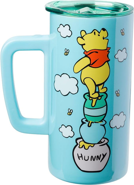 Silver Buffalo Disney Winnie the Pooh Hunny Double Wall Stainless Steel Travel Mug With Handle, 15 Ounces