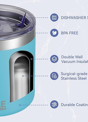 HASLE OUTFITTERS 10oz Insulated Tumblers with Lid and Straw,Stainless Steel Tumbler Travel Coffee Mug,Double Wall Reusable Tumbler Cup for Iced and Hot Drinks(Mint Green,6 Pack)