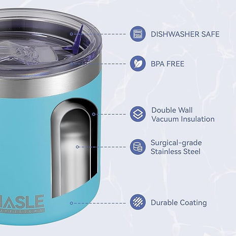 HASLE OUTFITTERS 10oz Insulated Tumblers with Lid and Straw,Stainless Steel Tumbler Travel Coffee Mug,Double Wall Reusable Tumbler Cup for Iced and Hot Drinks(Mint Green,12 Pack)