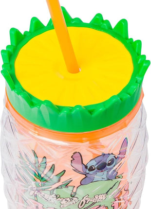 Silver Buffalo Disney Lilo and Stitch Greetings From Hawaii Featuring Scrump Pineapple Shaped Double Wall Tumbler, 16 Ounces