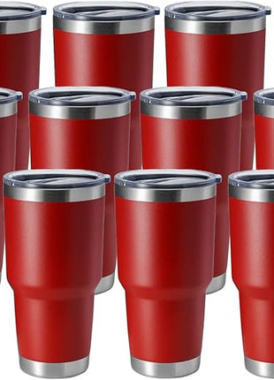 HASLE OUTFITTERS 30oz Stainless Steel Tumbler, Double Wall Vacuum Insulated Travel Mug Tumbler, Durable Insulated Coffee Mug, Gift Box Set (Red, 12)